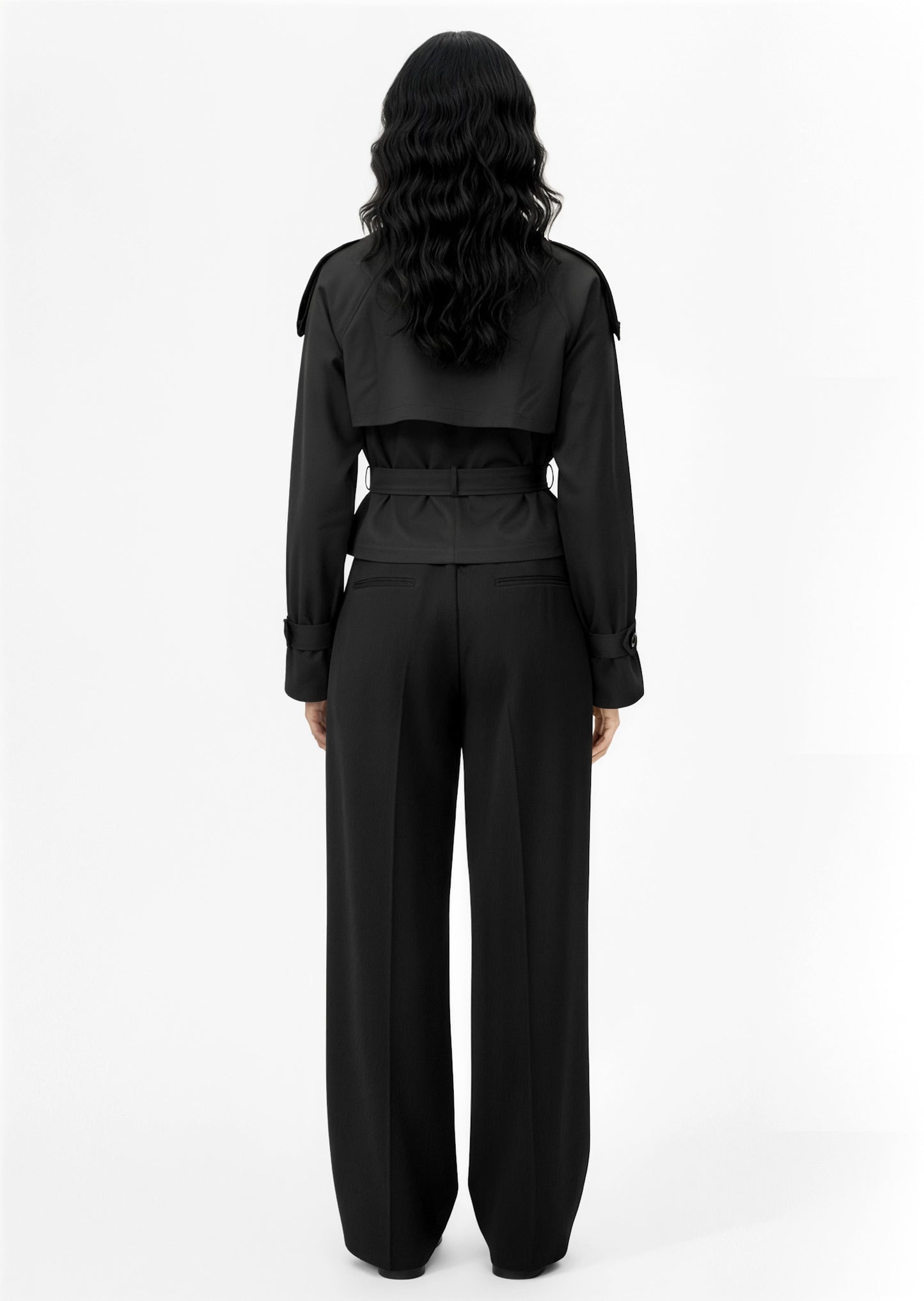 Minimal Belted Short Trench Coat