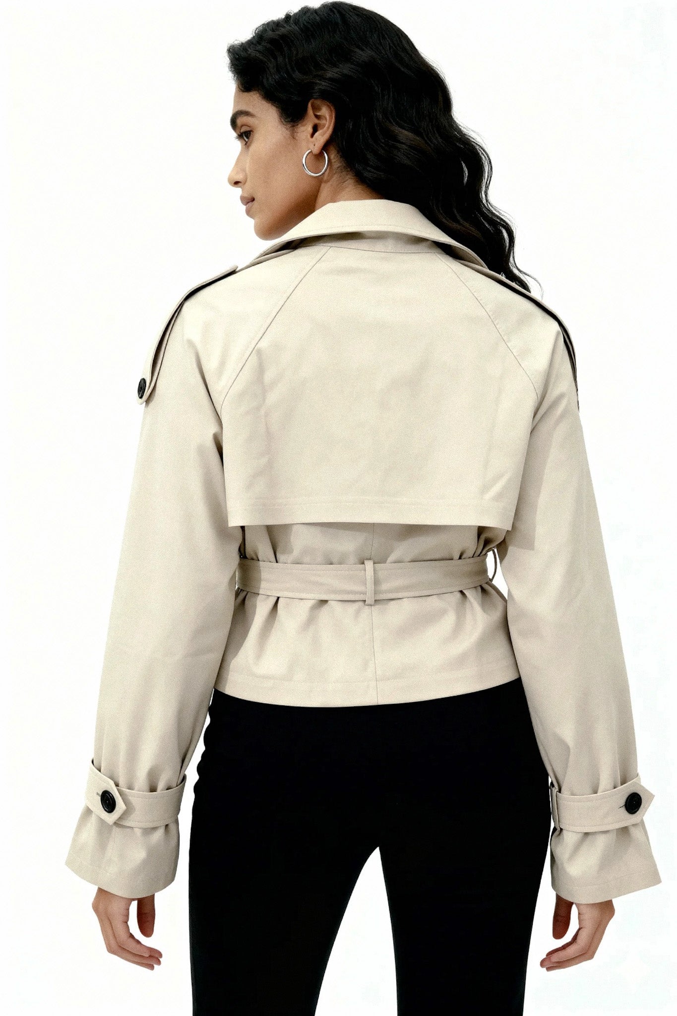 Minimal Belted Short Trench Coat