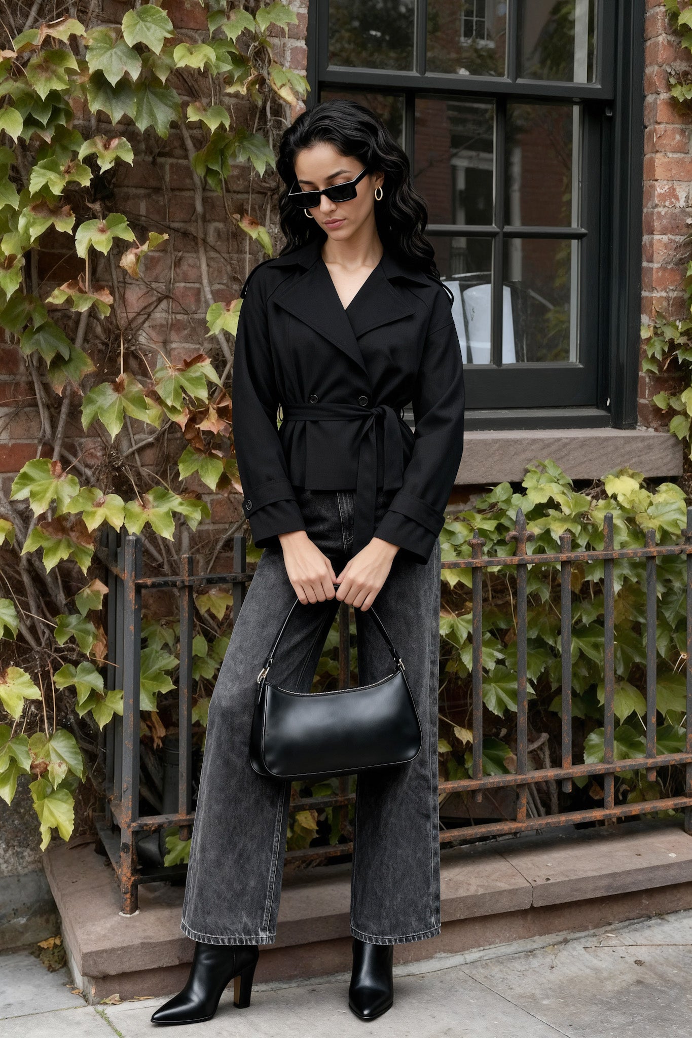 Minimal Belted Short Trench Coat