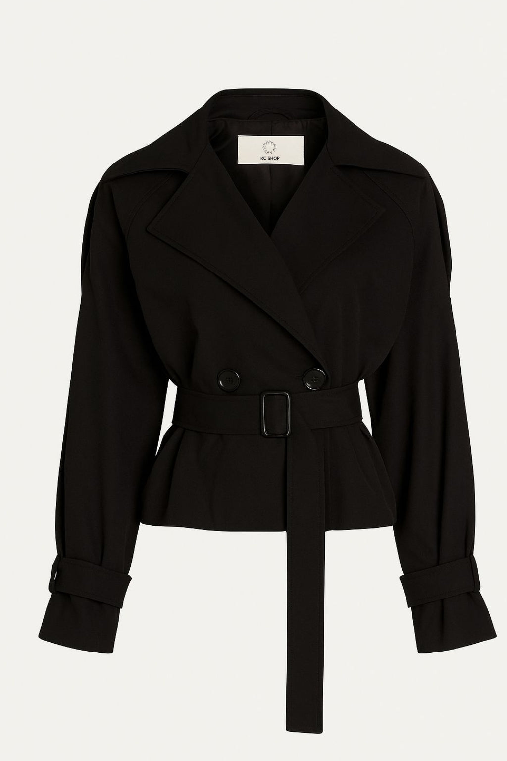 Minimal Belted Short Trench Coat