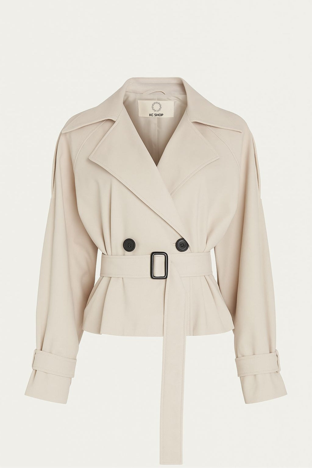 Minimal Belted Short Trench Coat